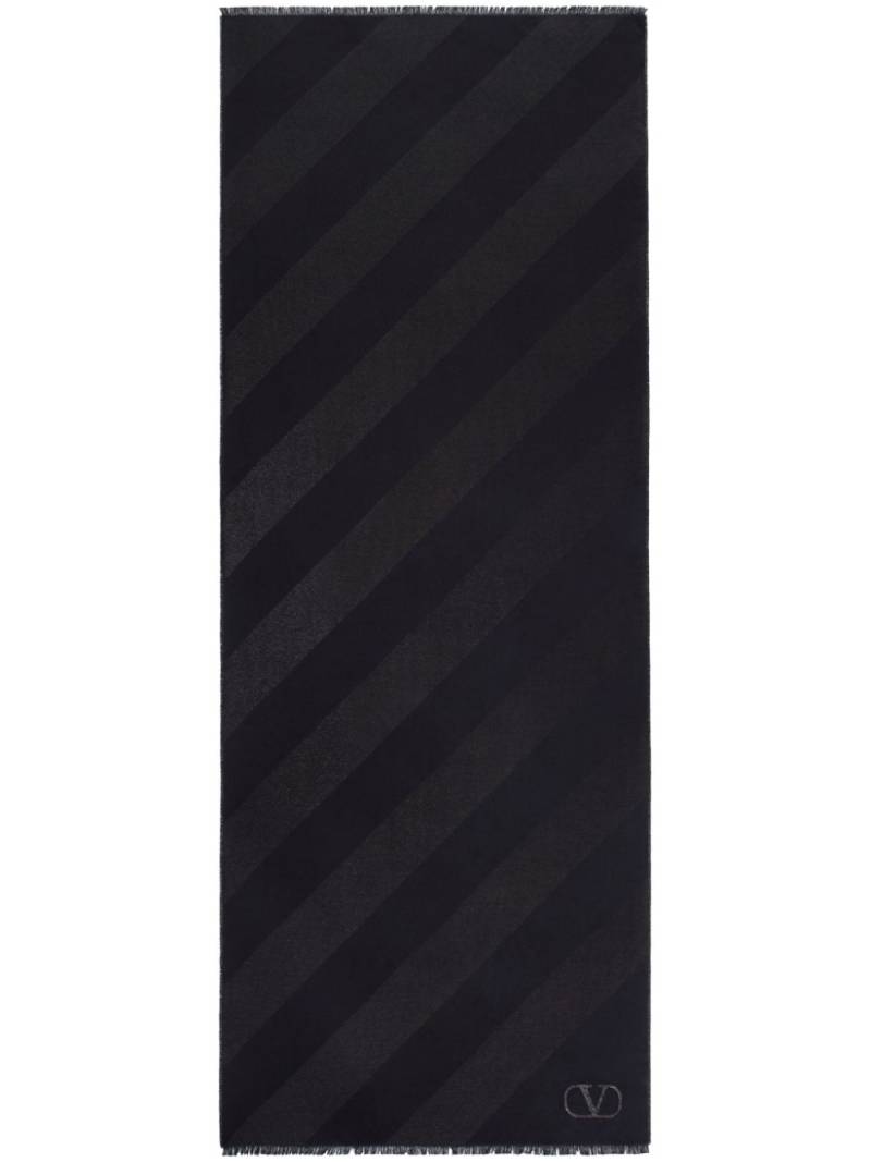 Valentino Garavani VLogo Signature striped scarf - Black von Valentino Garavani