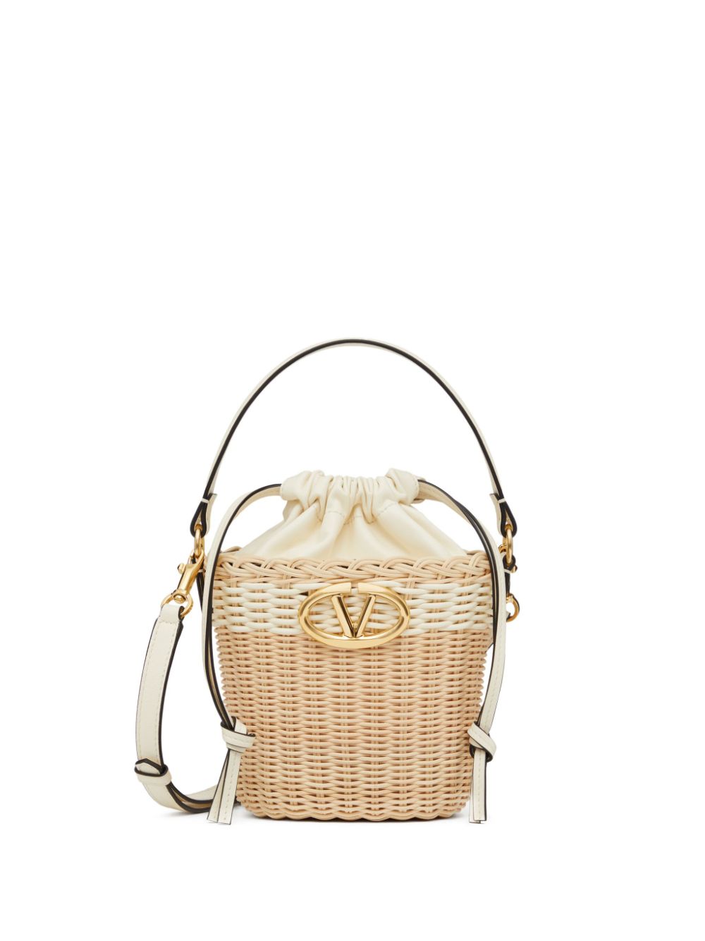 Valentino Garavani VLogo Signature wicker bucket bag - Neutrals von Valentino Garavani