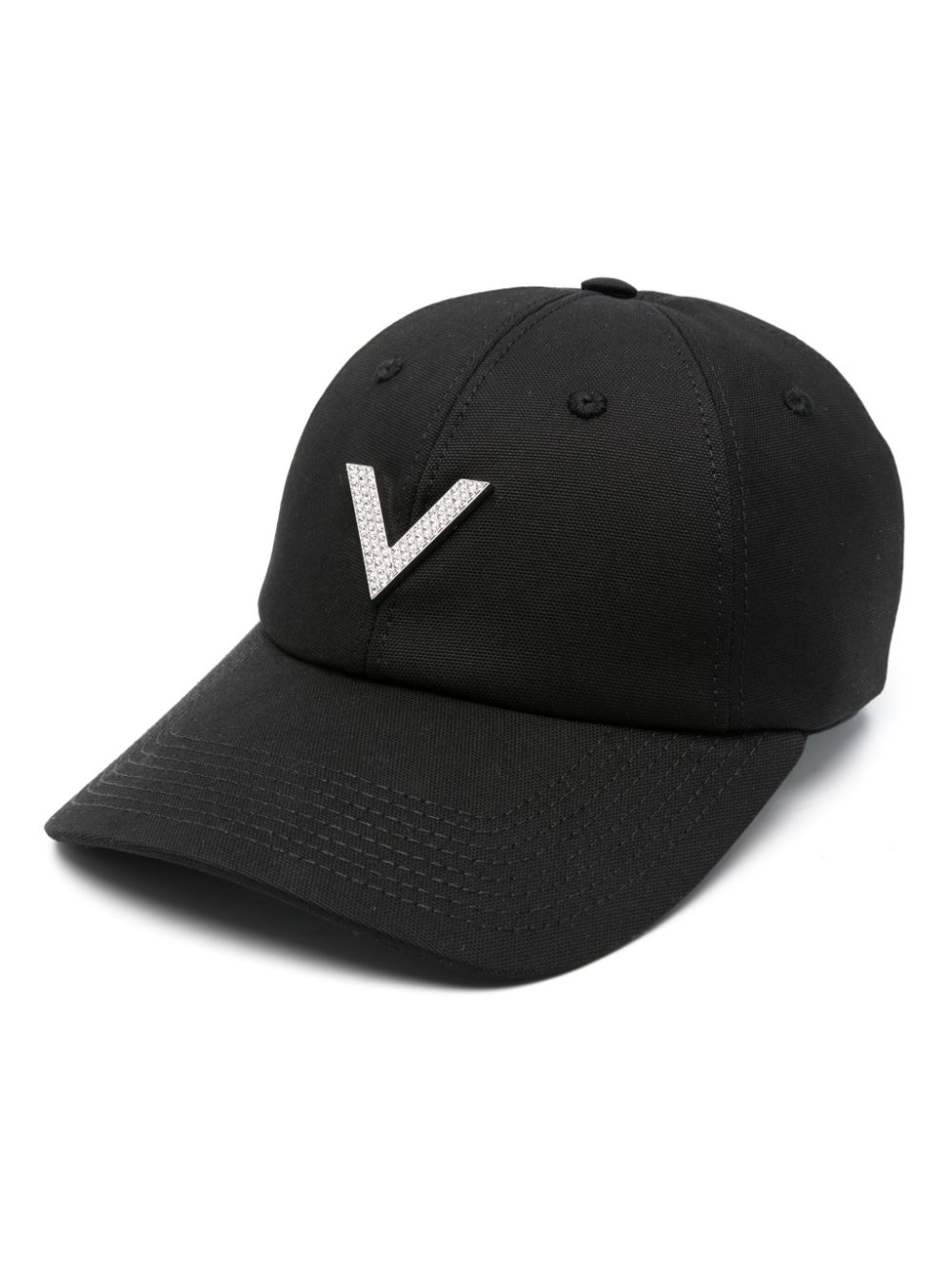 Valentino Garavani VLogo crystal-embellished cap - Black von Valentino Garavani