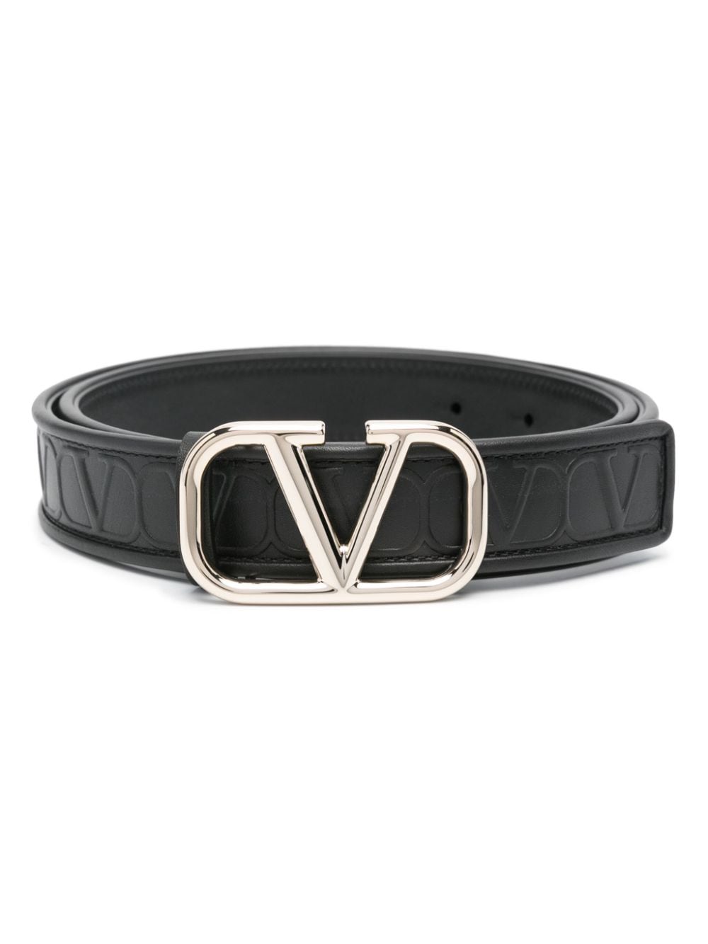 Valentino Garavani VLogo emboosed leather belt - Black von Valentino Garavani