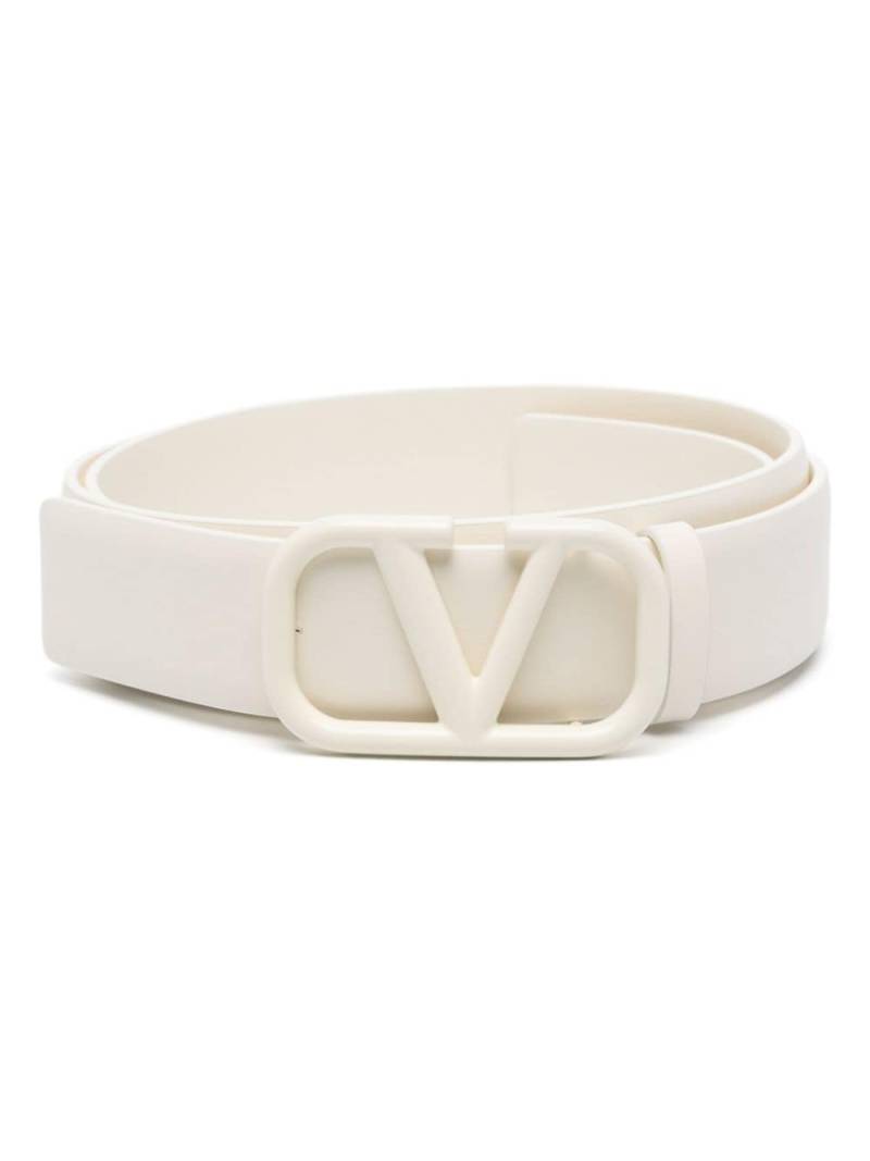 Valentino Garavani VLogo leather belt - White von Valentino Garavani