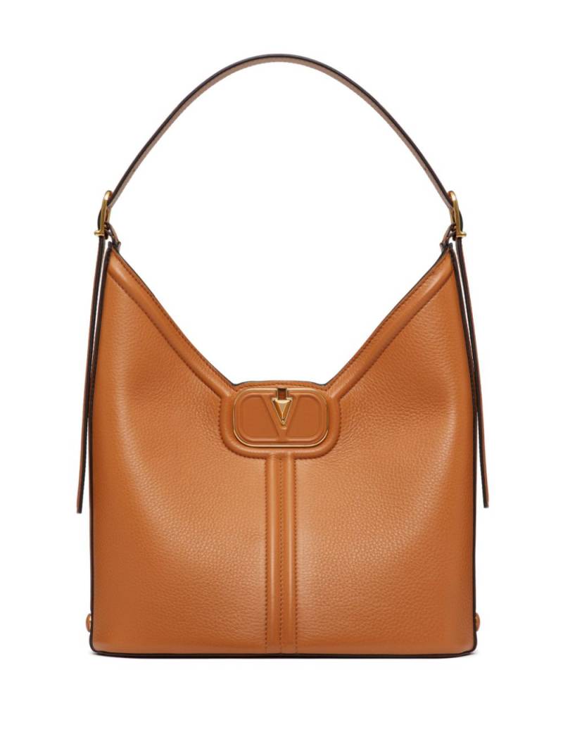 Valentino Garavani VLogo leather shoulder bag - Brown von Valentino Garavani