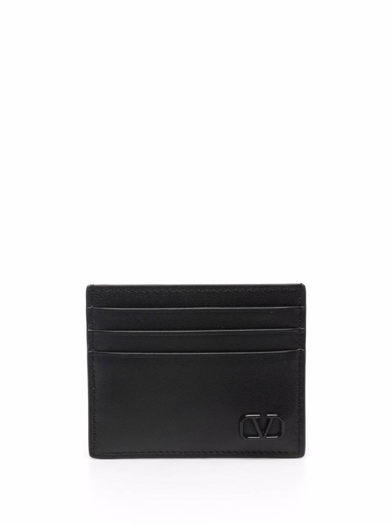 Valentino Garavani Vlogo Signature leather card holder - Black von Valentino Garavani