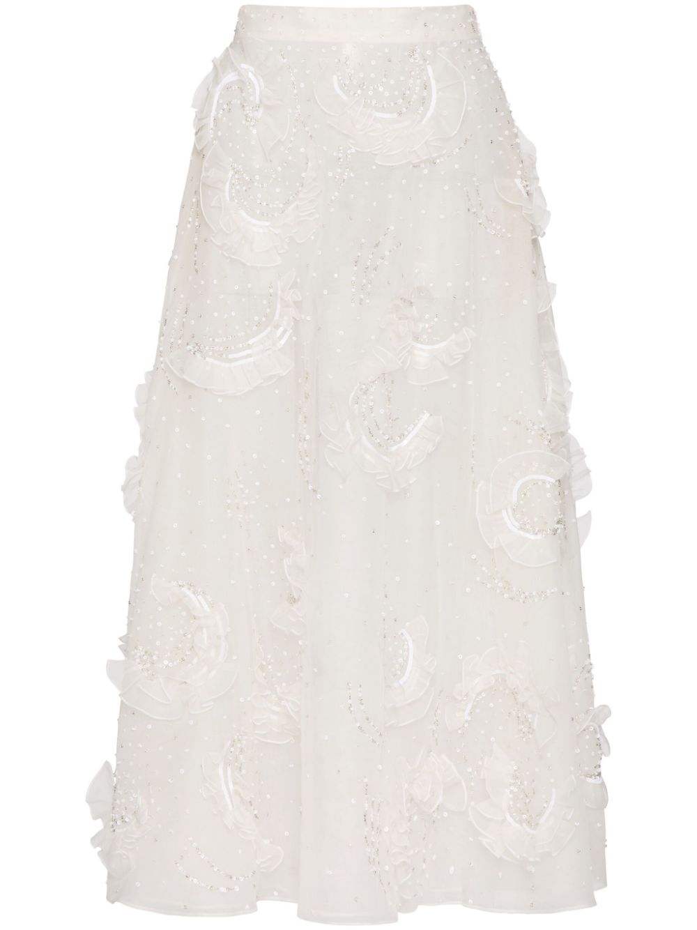 Valentino Garavani appliquéd sheer midi skirt - White von Valentino Garavani