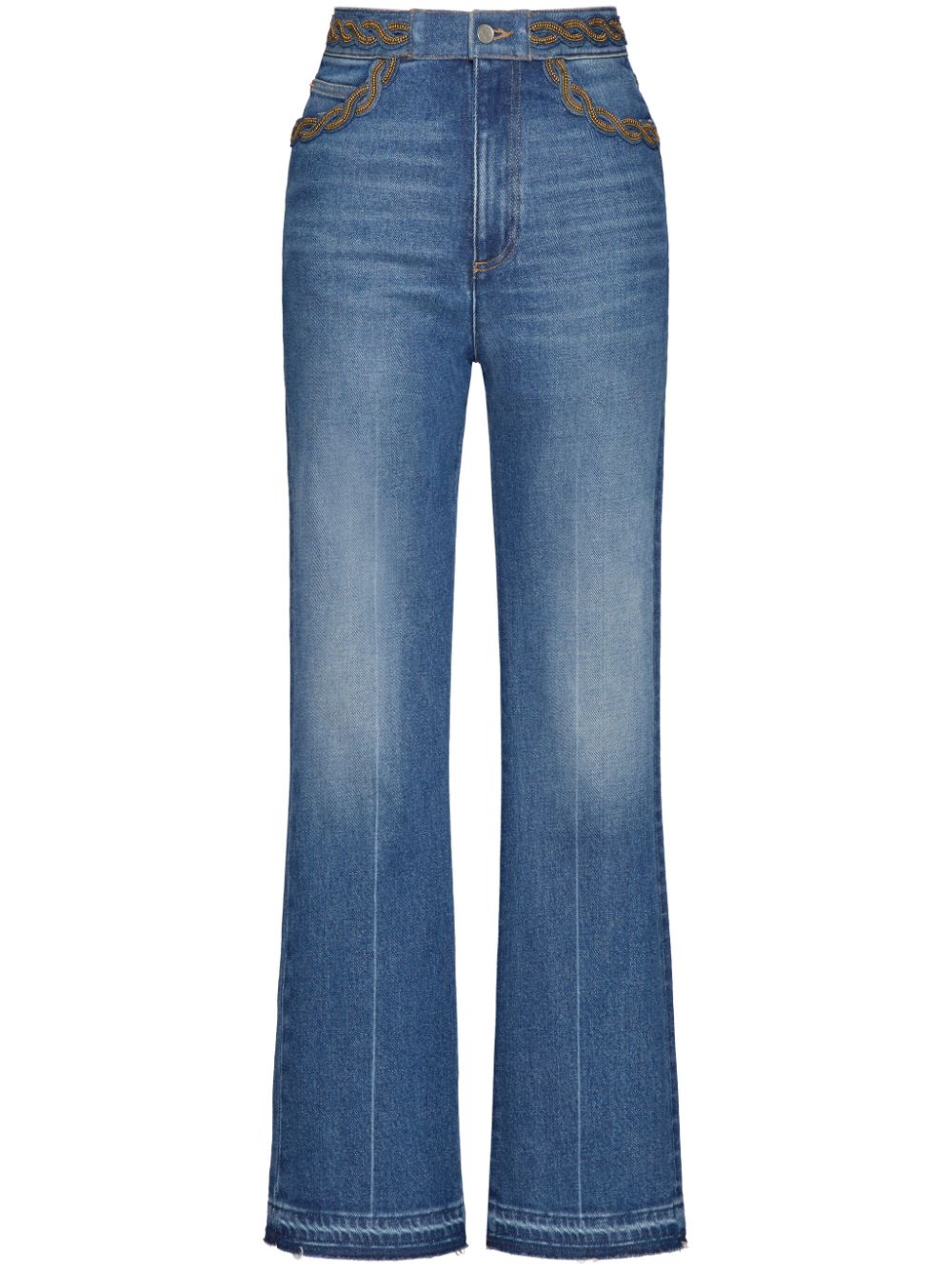 Valentino Garavani braid-embellished bootcut jeans - Blue von Valentino Garavani