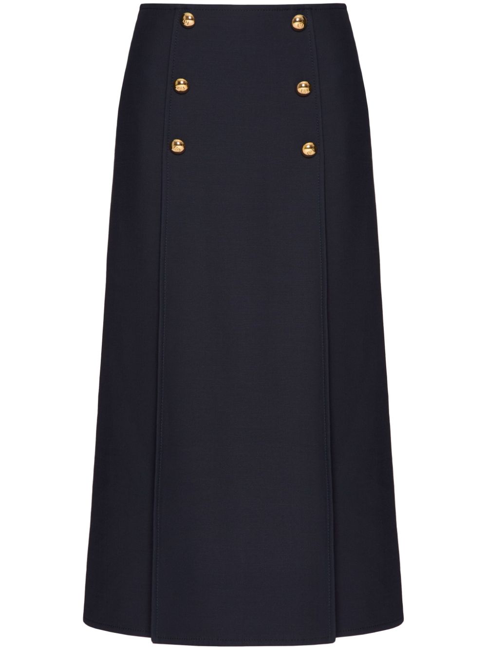 Valentino Garavani buttoned crepe midi skirt - Blue von Valentino Garavani