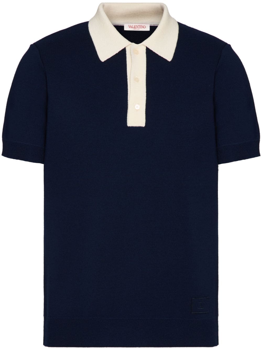 Valentino Garavani contrast-trim fine-knit polo shirt - Blue von Valentino Garavani