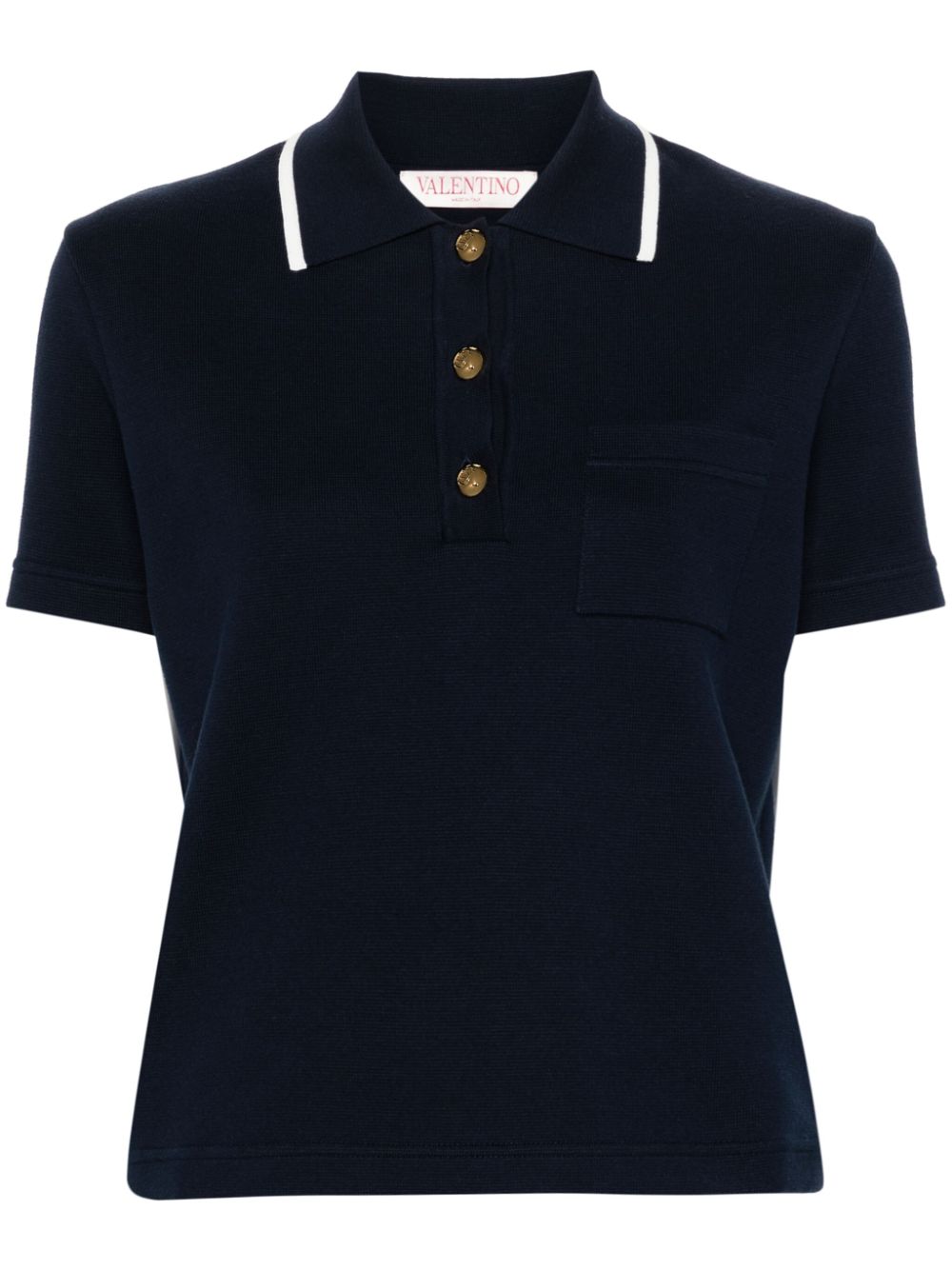 Valentino Garavani contrasting-trim knitted polo top - Blue von Valentino Garavani