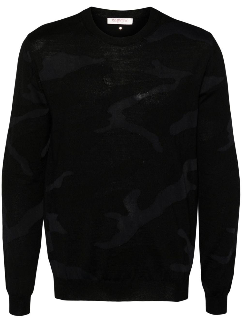 Valentino Garavani crew-neck patterned-jacquard jumper - Black von Valentino Garavani