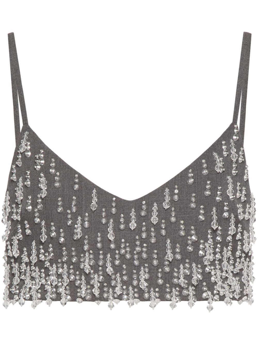 Valentino Garavani crystal-embellished knitted tank top - Grey von Valentino Garavani