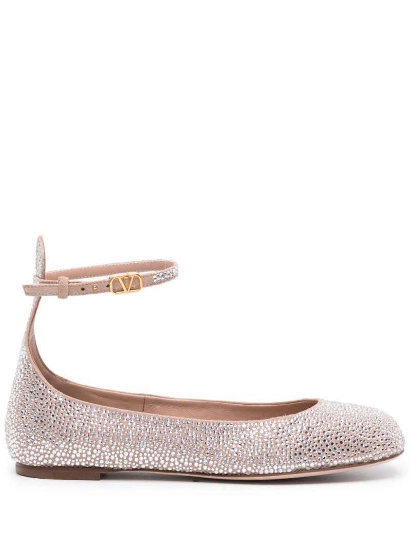 Valentino Garavani crystal-embellished leather ballerina shoes - Silver von Valentino Garavani