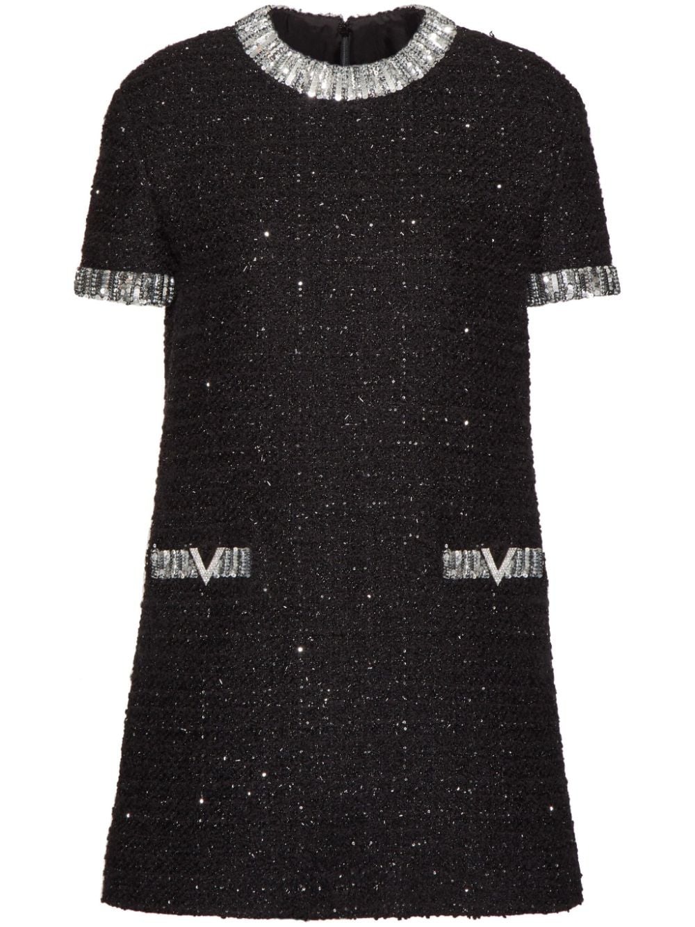Valentino Garavani embroidered tweed minidress - Black von Valentino Garavani
