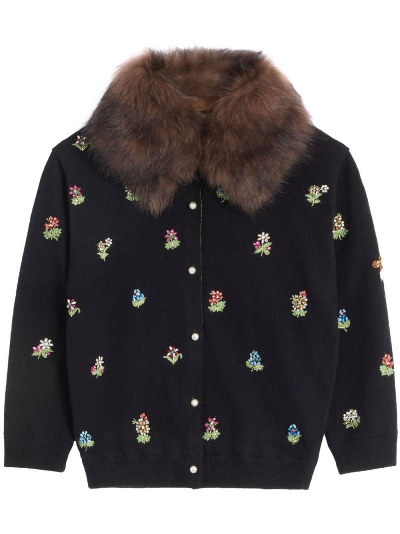 Valentino Garavani embroidered wool cardigan - Black von Valentino Garavani