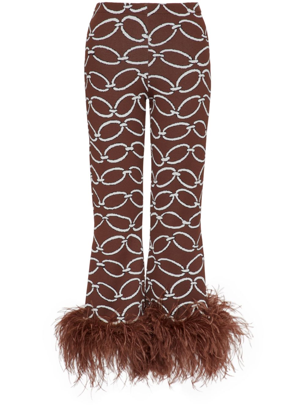 Valentino Garavani feather-trim chain-print trousers - Brown von Valentino Garavani