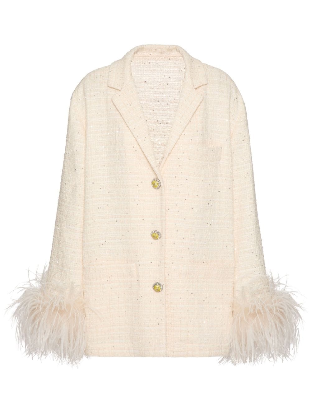 Valentino Garavani feather-trim embellished-tweed blazer - Neutrals von Valentino Garavani