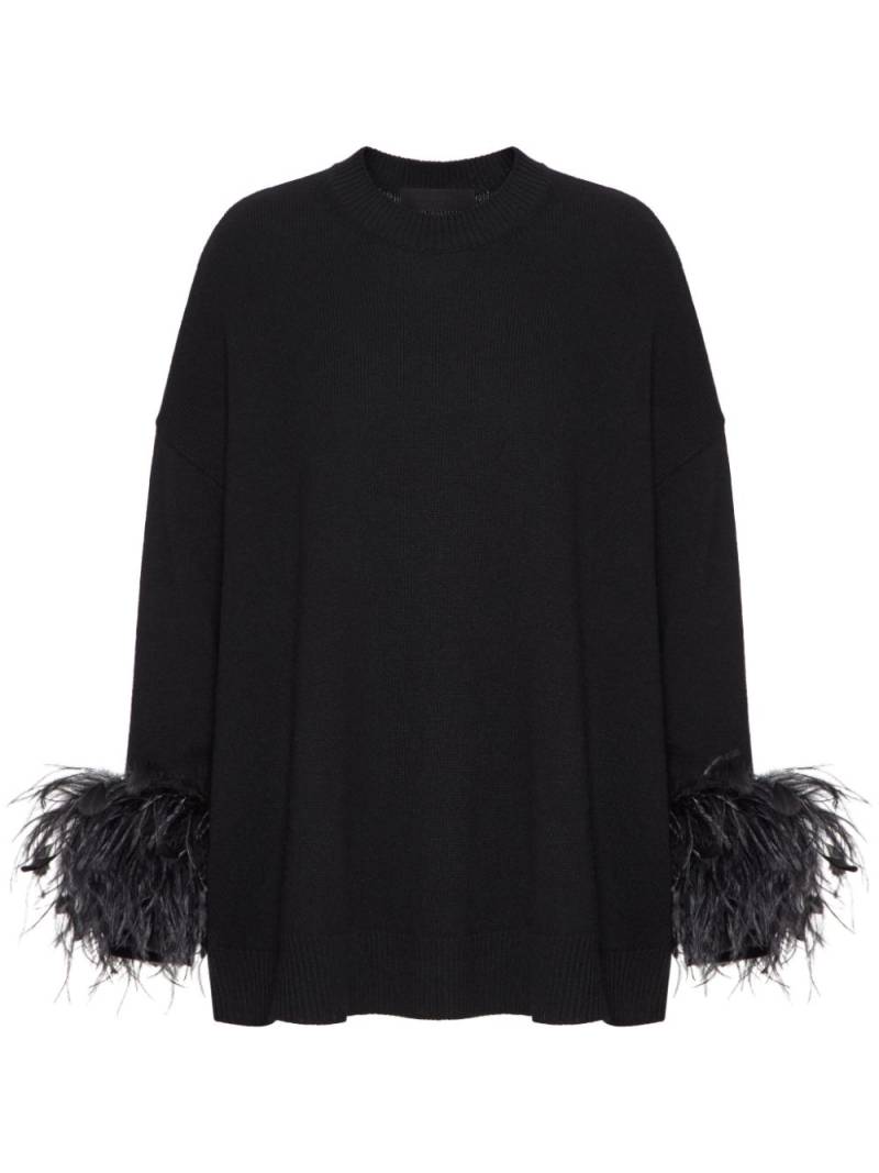 Valentino Garavani feather-trim sweater - Black von Valentino Garavani