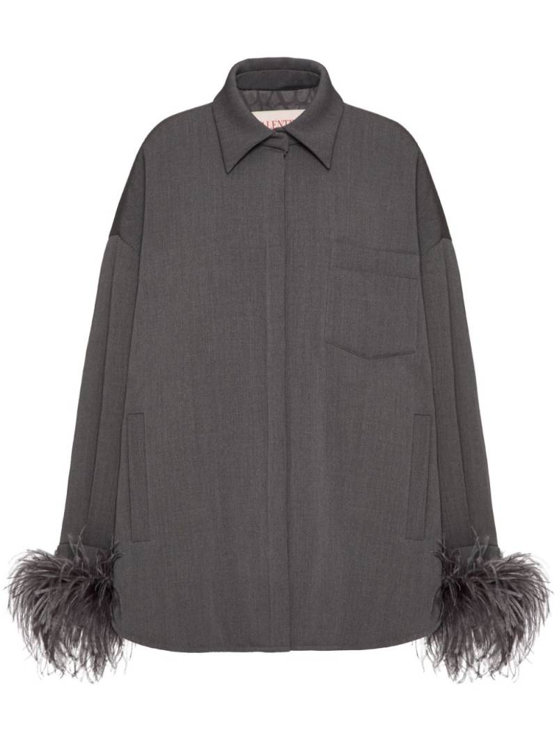 Valentino Garavani feather-trimmed wool shirt - Grey von Valentino Garavani