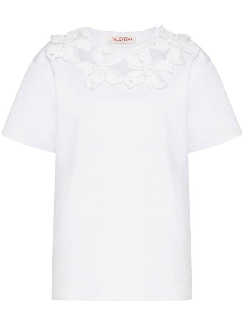 Valentino Garavani floral-appliqué cotton T-shirt - White von Valentino Garavani