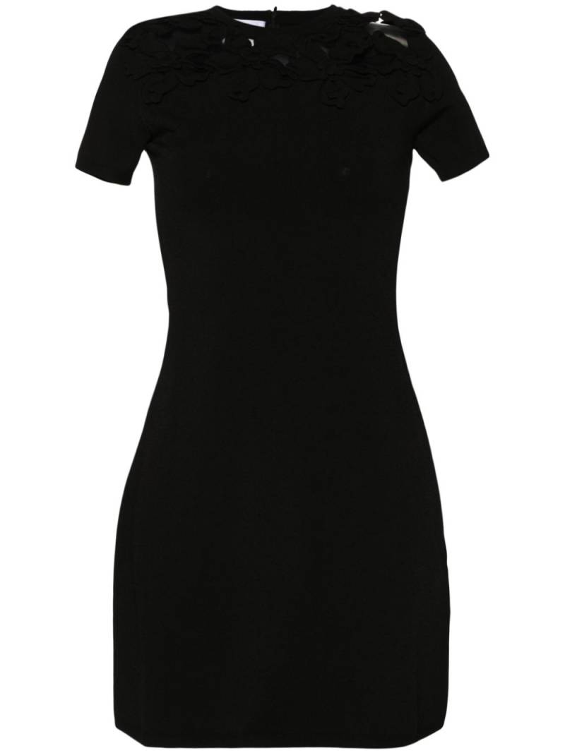 Valentino Garavani floral-appliqué cotton mini dress - Black von Valentino Garavani