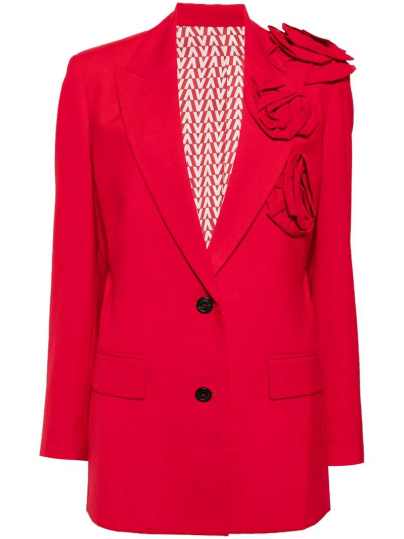 Valentino Garavani floral appliqué v-neck blazer - Red von Valentino Garavani