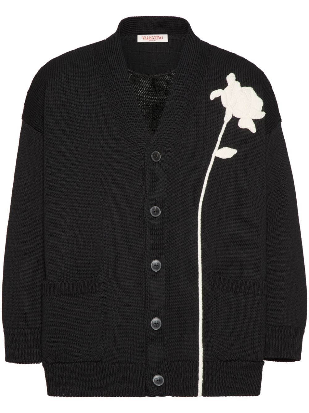 Valentino Garavani floral-embroidery cardigan - Black von Valentino Garavani