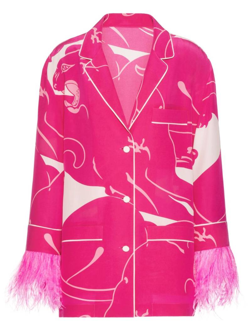 Valentino Garavani Panther crepe-de-chine blouse - Pink von Valentino Garavani