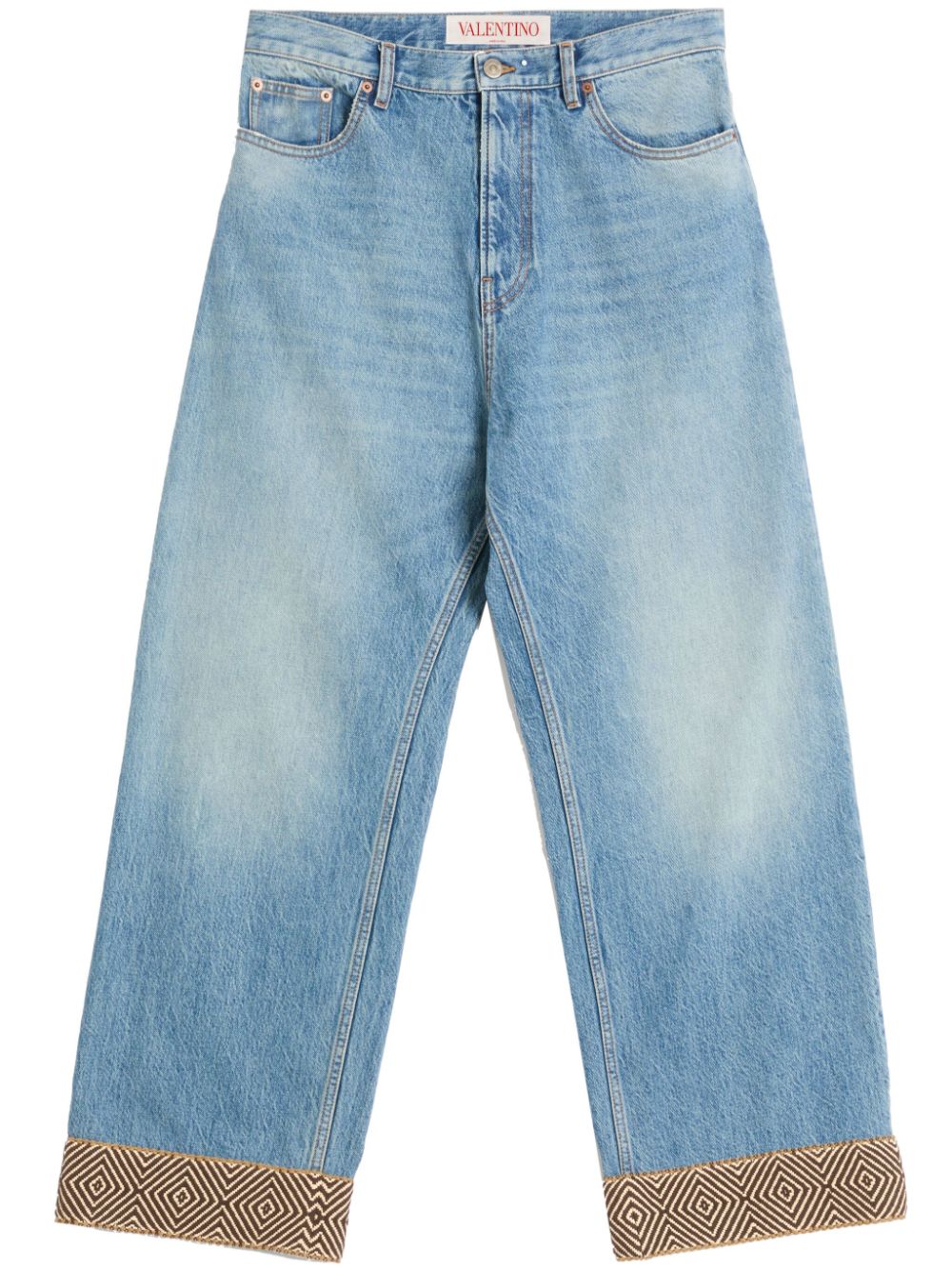 Valentino Garavani jacquard-hem wide-leg jeans - Blue von Valentino Garavani