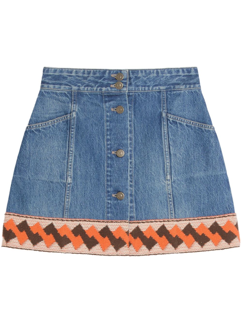 Valentino Garavani jacquard-trim denim mini skirt - Blue von Valentino Garavani