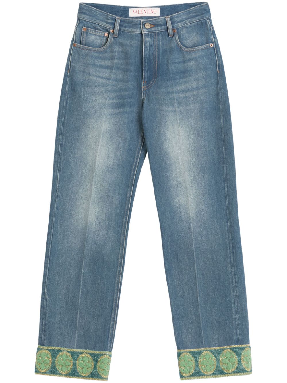 Valentino Garavani jacquard-trim jeans - Blue von Valentino Garavani