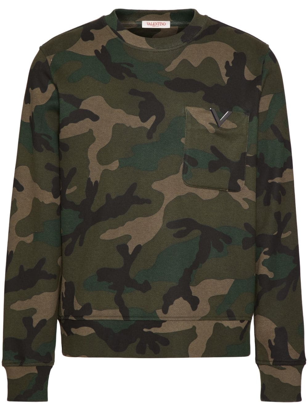 Valentino Garavani logo-appliqué camouflage-pattern sweatshirt - Green von Valentino Garavani