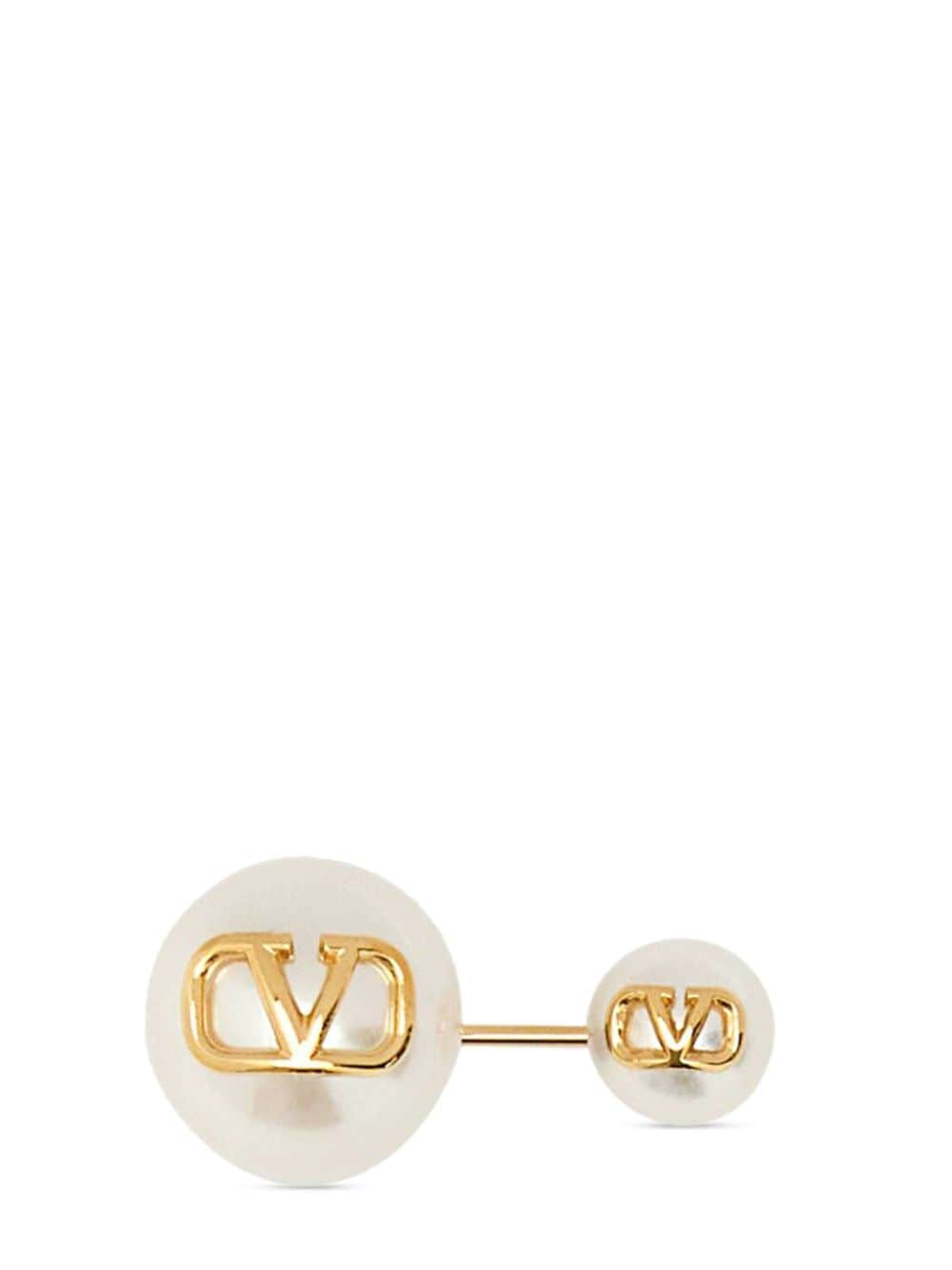 Valentino Garavani logo-appliqué pearl brooch - Gold von Valentino Garavani