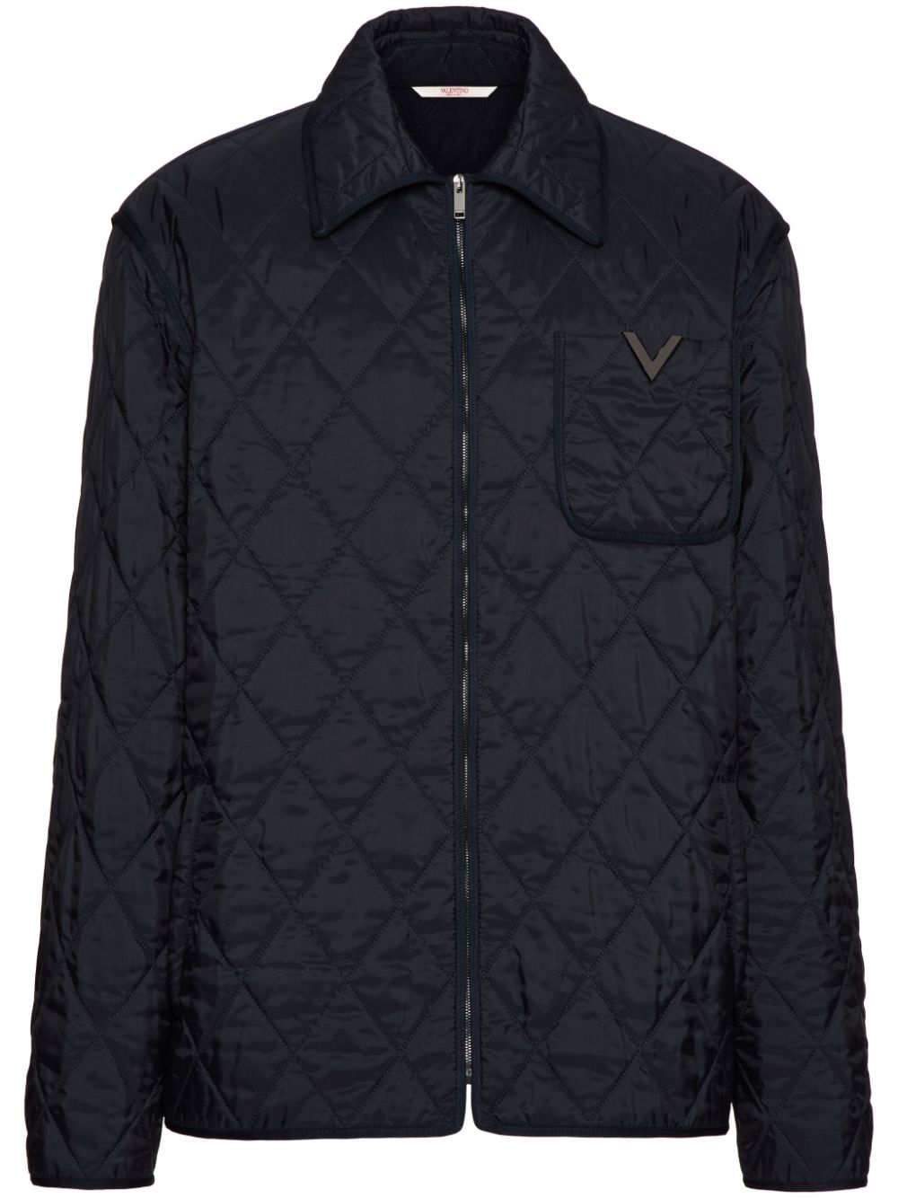 Valentino Garavani logo-appliqué quilted jacket - Blue von Valentino Garavani