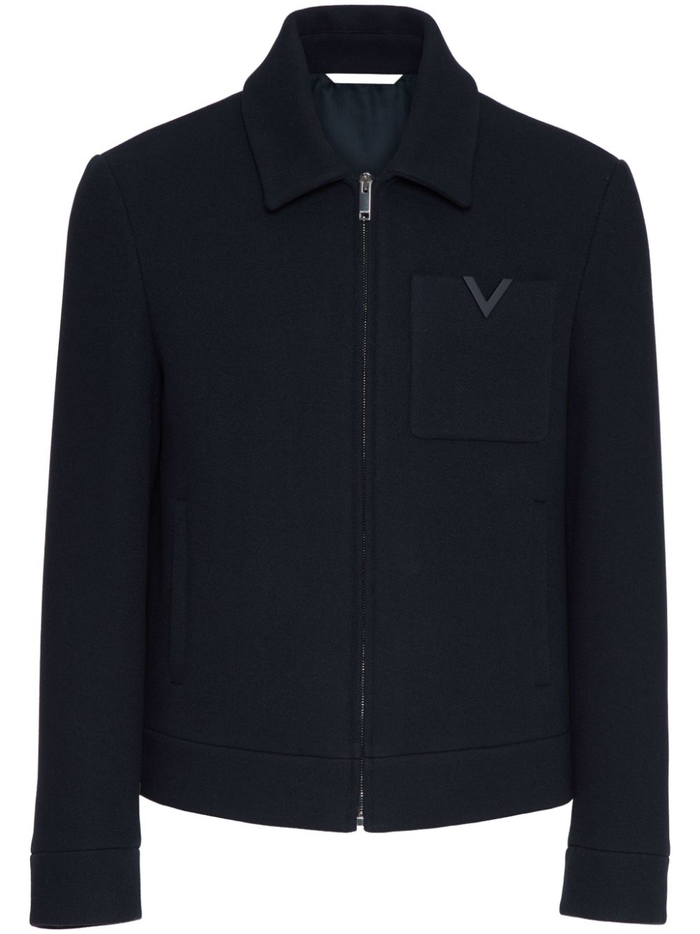 Valentino Garavani logo-appliqué wool jacket - Blue von Valentino Garavani