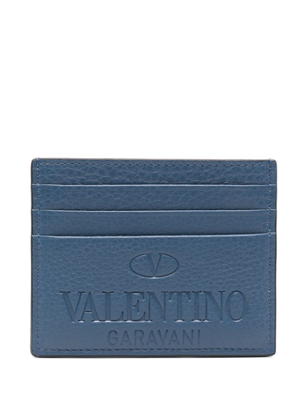 Valentino Garavani logo-debossed leather cardholder - Blue von Valentino Garavani