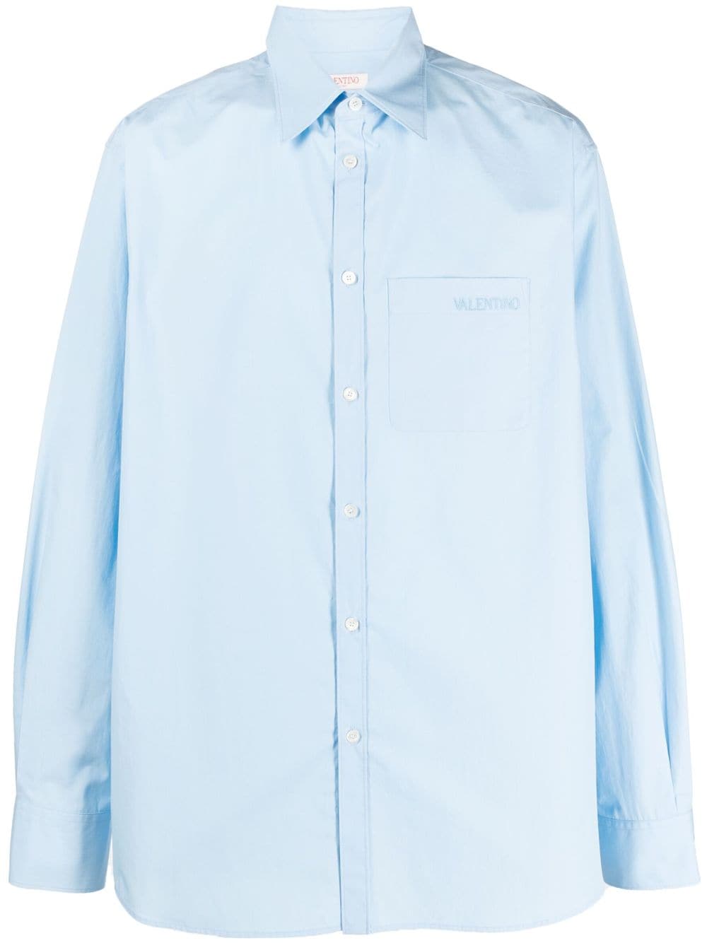 Valentino Garavani logo-embroidered cotton shirt - Blue von Valentino Garavani