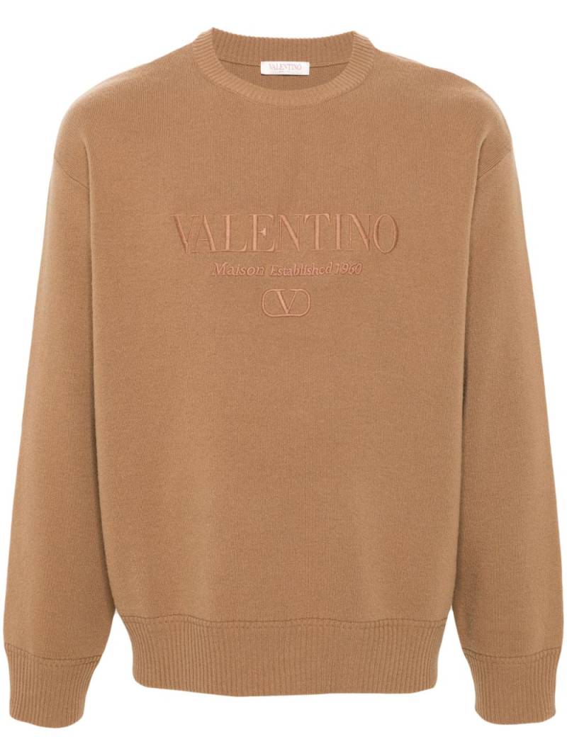 Valentino Garavani logo-embroidered sweater - Brown von Valentino Garavani