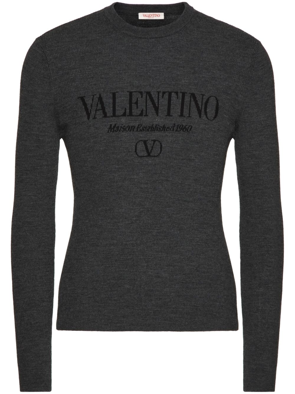 Valentino Garavani logo-intarsia virgin-wool jumper - Grey von Valentino Garavani