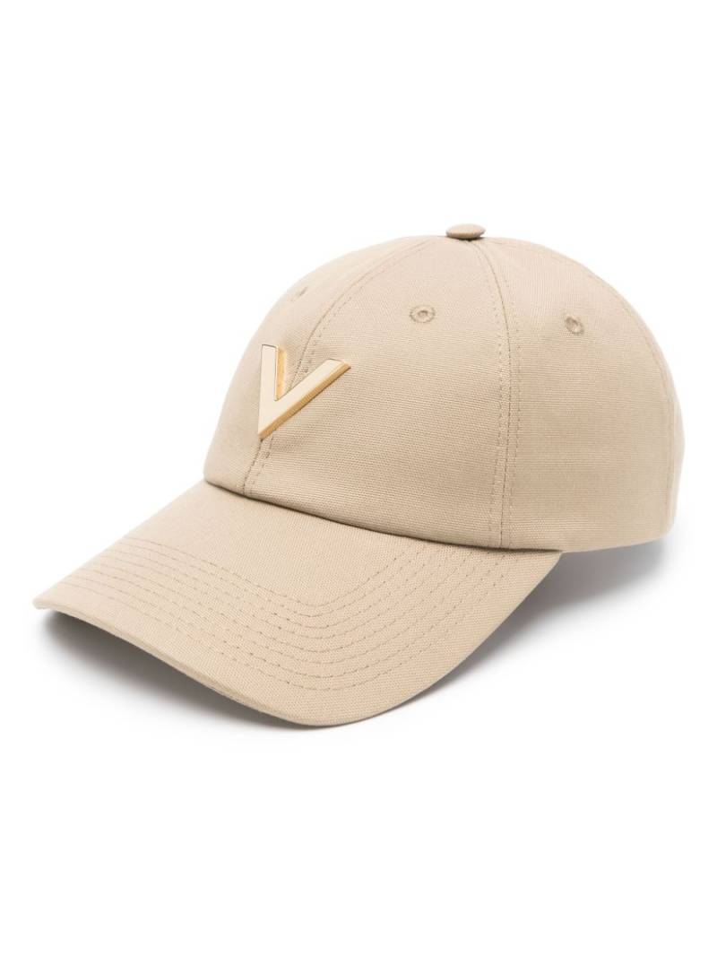 Valentino Garavani logo-plaque canvas cap - Neutrals von Valentino Garavani