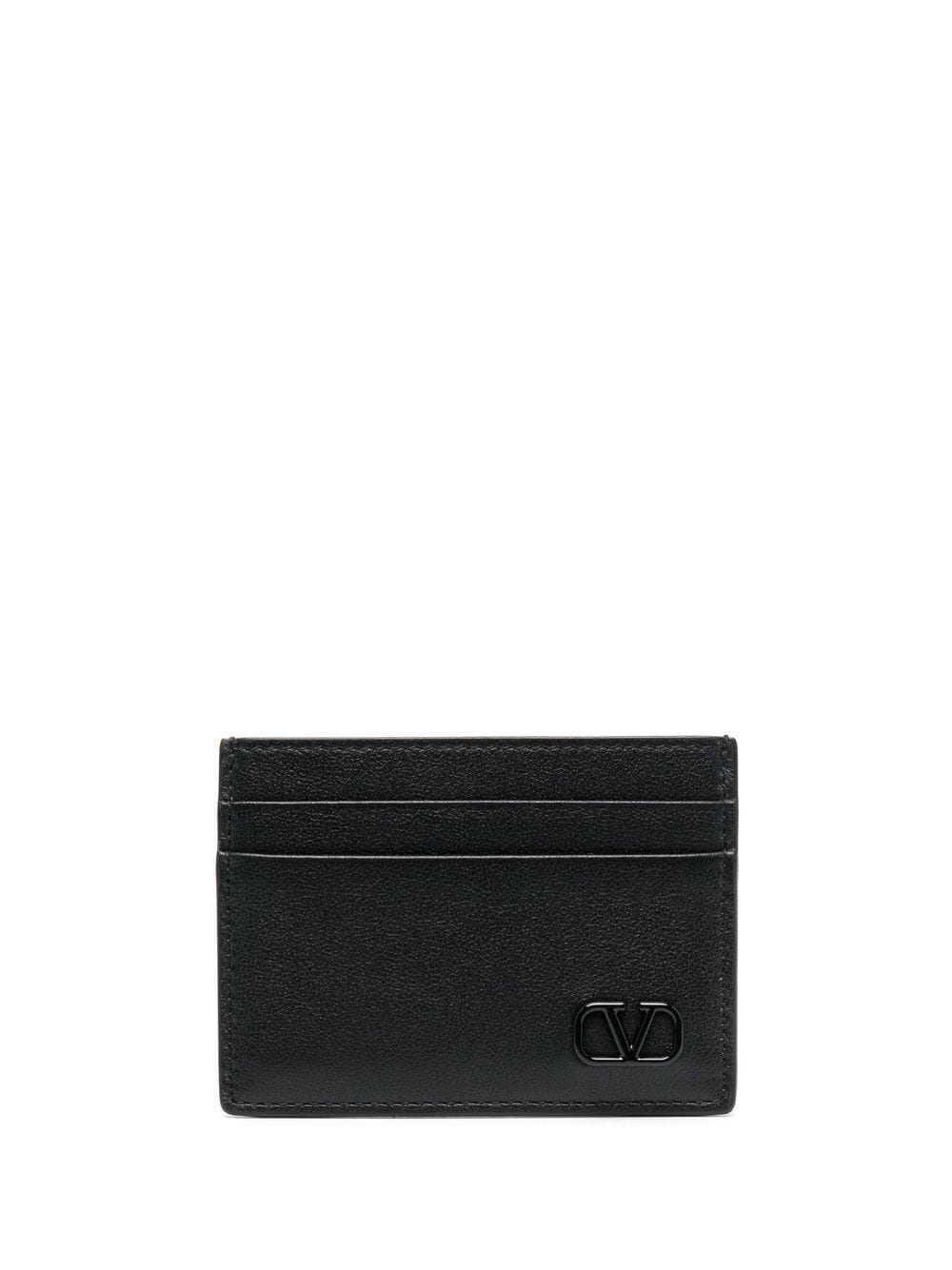 Valentino Garavani logo-plaque leather cardholder - Black von Valentino Garavani