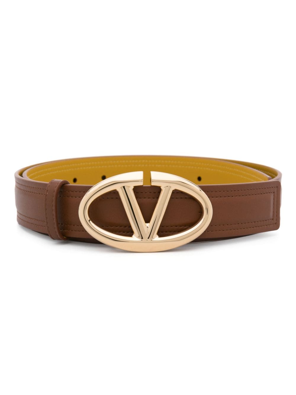Valentino Garavani maxi VLogo leather belt - Brown von Valentino Garavani