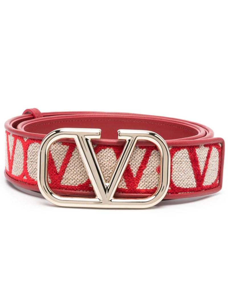 Valentino Garavani monogram-jacquard buckle belt - Red von Valentino Garavani