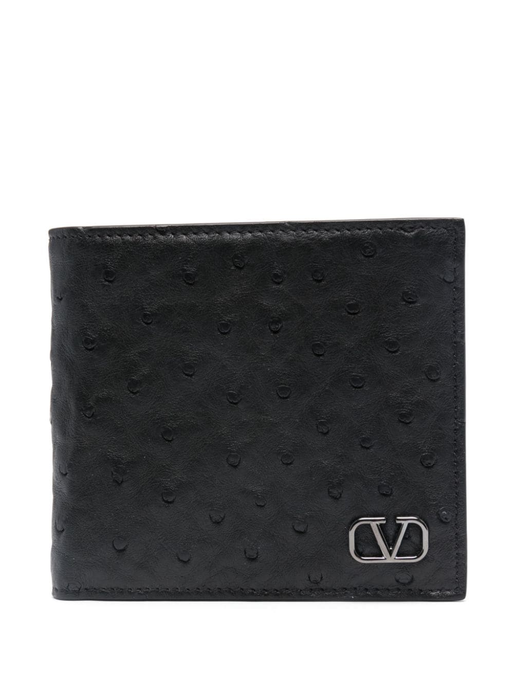 Valentino Garavani ostrich-effect leather wallet - Black von Valentino Garavani