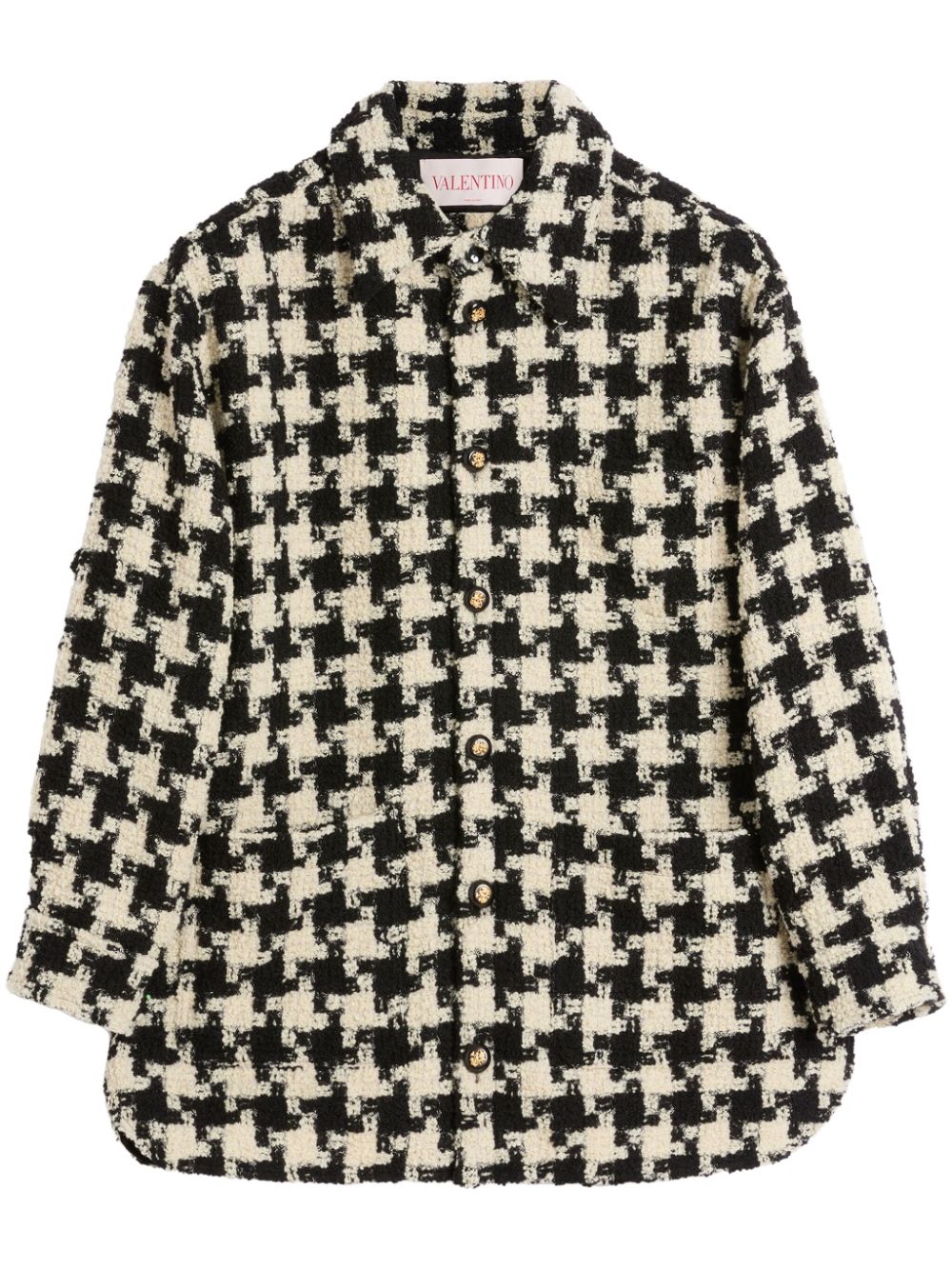 Valentino Garavani pied-de-coque wool shirt jacket - Black von Valentino Garavani