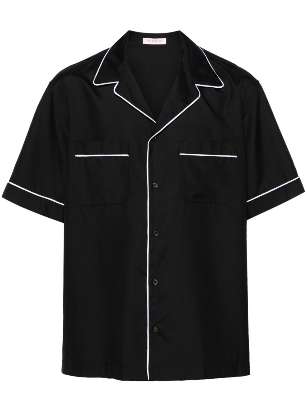 Valentino Garavani piped-trim silk shirt - Black von Valentino Garavani