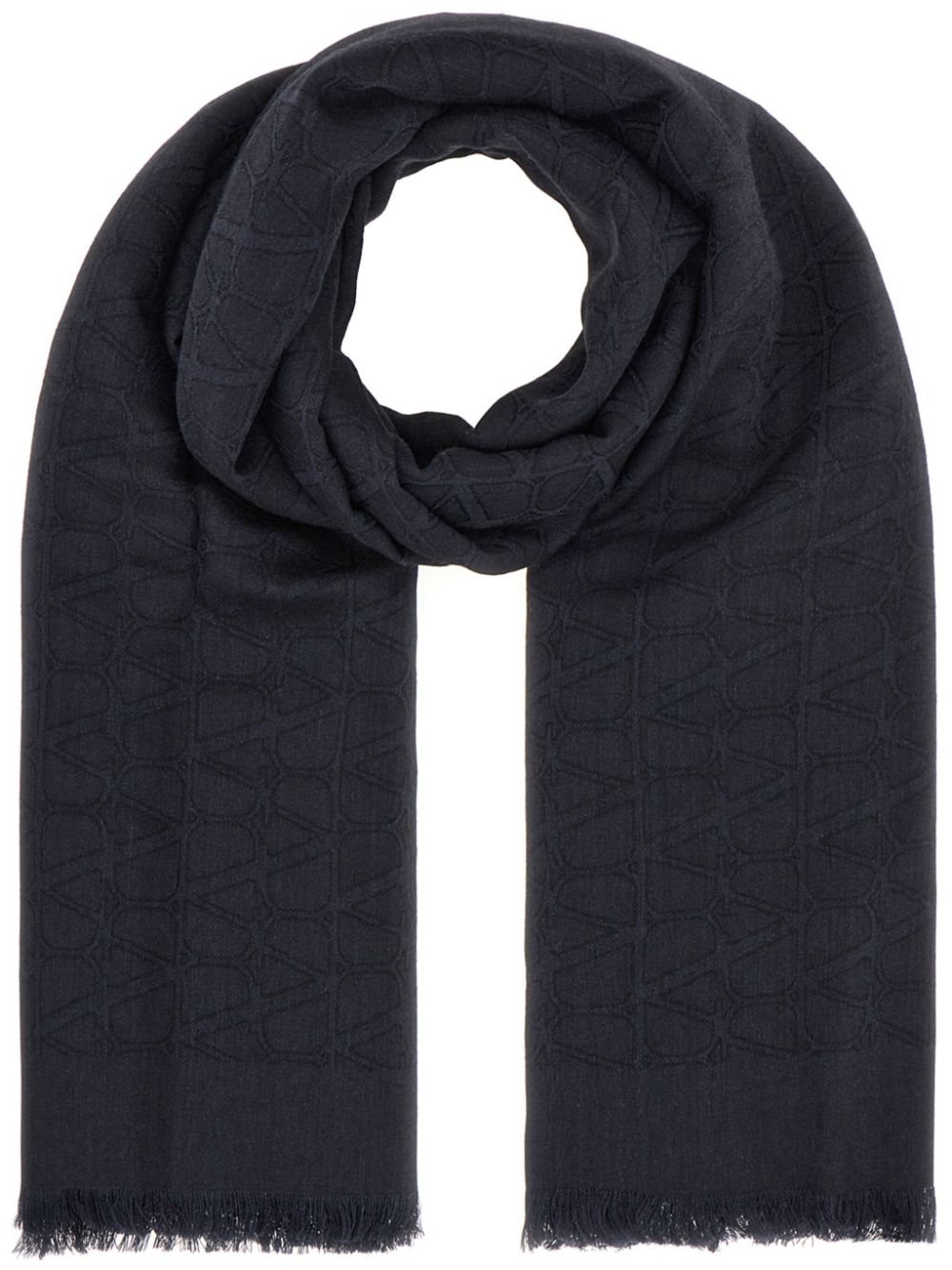 Valentino Garavani printed wool blend scarf - Blue von Valentino Garavani