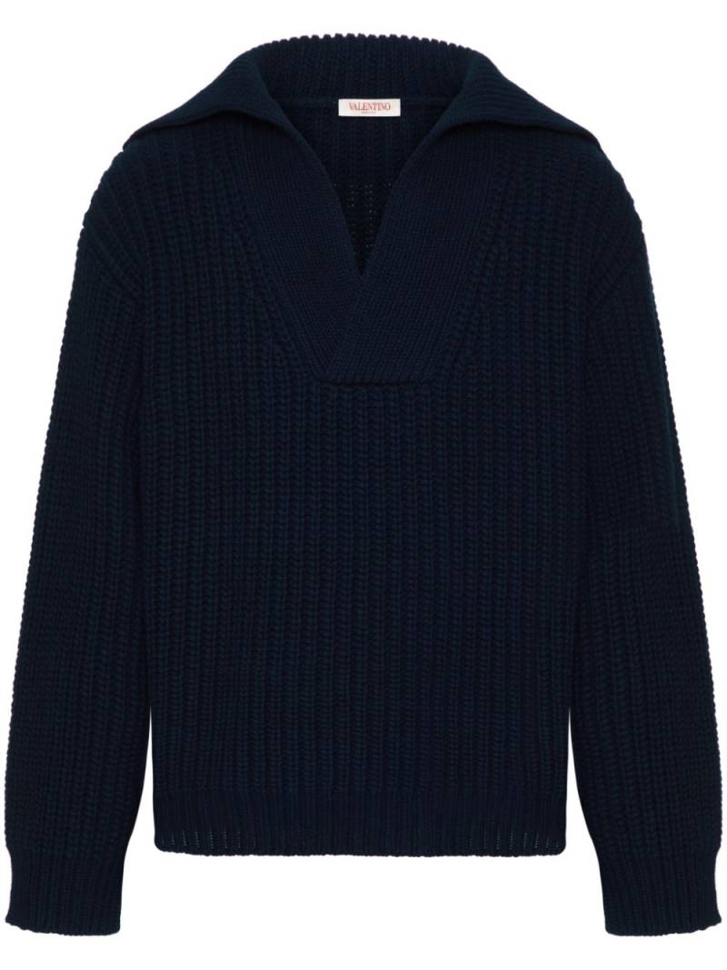 Valentino Garavani ribbed-knit jumper - Blue von Valentino Garavani