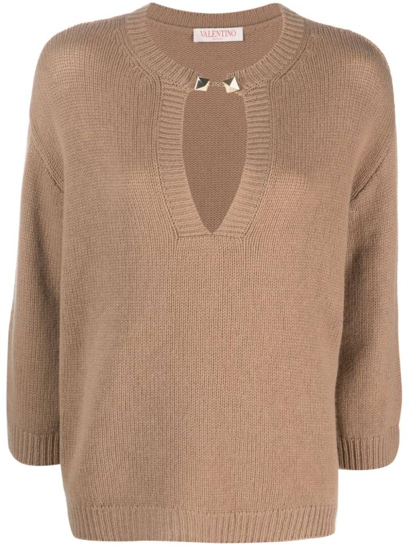 Valentino Garavani rockstud-embelished cashmere jumper - Brown von Valentino Garavani