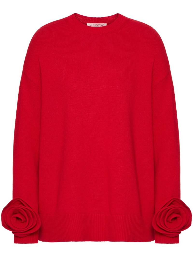 Valentino Garavani rose-appliqué sweater - Red von Valentino Garavani