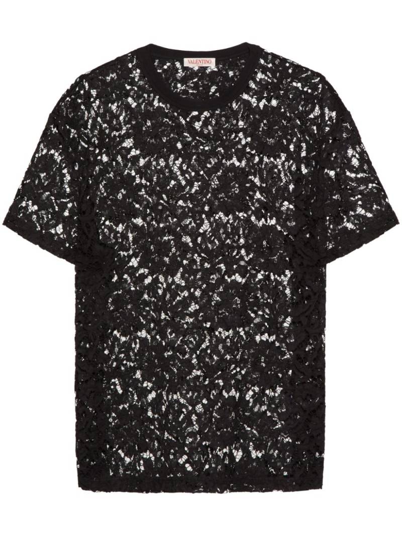 Valentino Garavani semi-sheer lace T-shirt - Black von Valentino Garavani