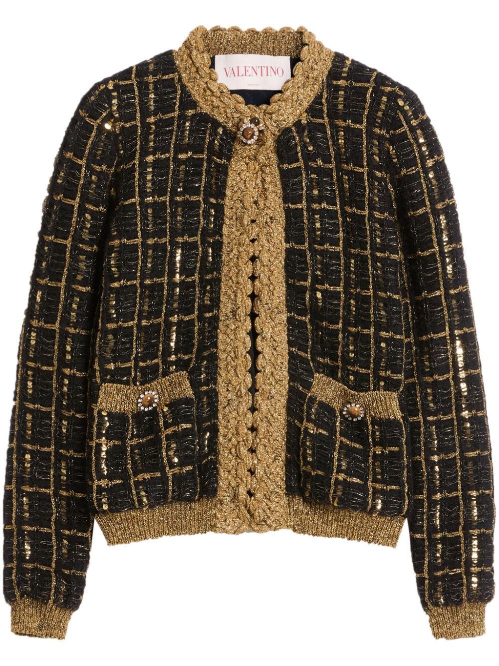 Valentino Garavani sequin-embellished cardigan - Brown von Valentino Garavani